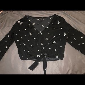 forever 21 tie peasant blouse
